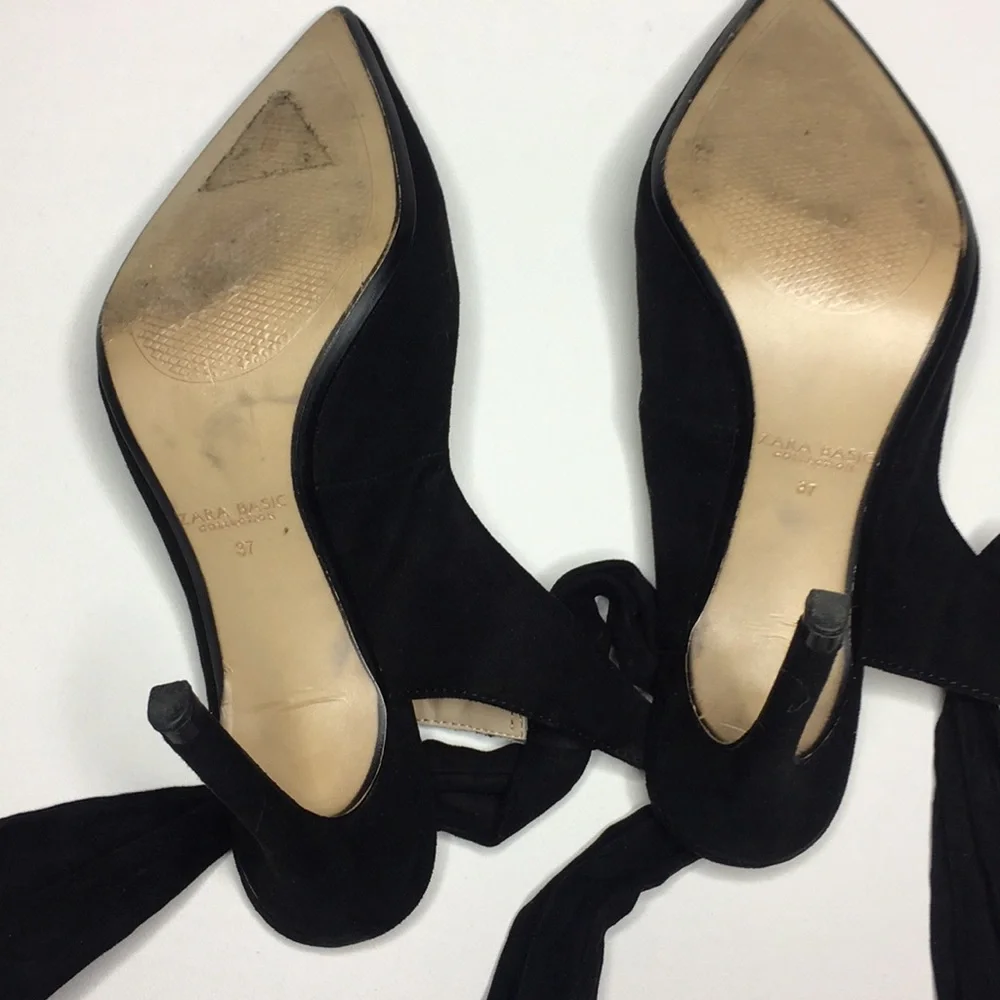 Black suede pointed toe heels - Picture 4 of 4
